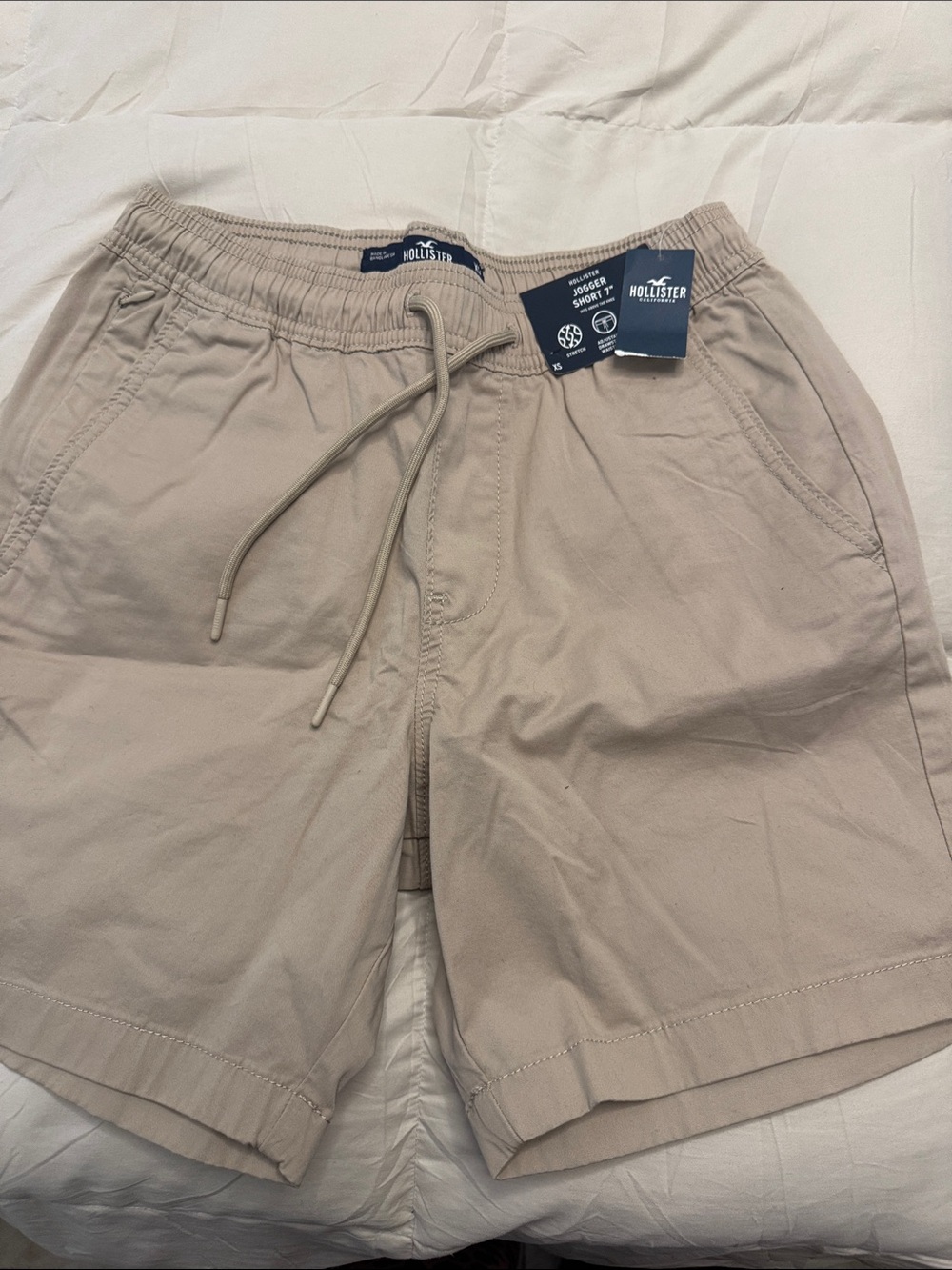 Hollister Boys' Tan Elastic-Waist Drawstring Shorts